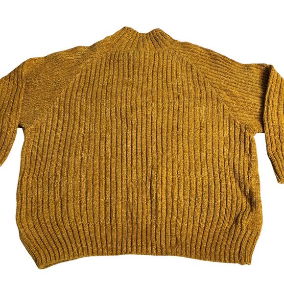 Vintage Bugia Sweater L Yellow Fisherman Cable Knit Wool Blend Mock Neck Italy - Picture 10 of 16